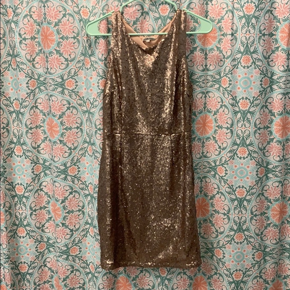 Gold sequin cocktail dress